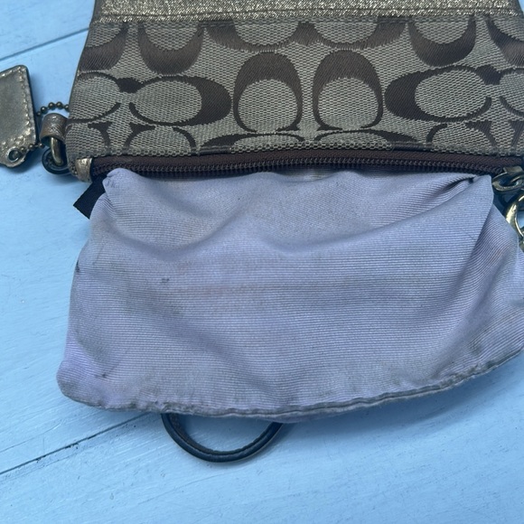 Coach Wristlet Small Brown and Gold Jacquard Fabric Soho Coin Purse Card Holder - Picture 7 of 9